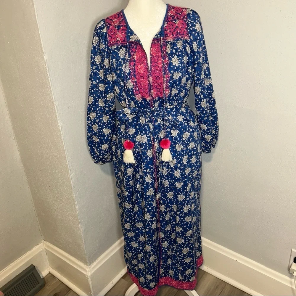 J. Crew Blue and Pink boho Floral Maxi Dress - Picture 3 of 7